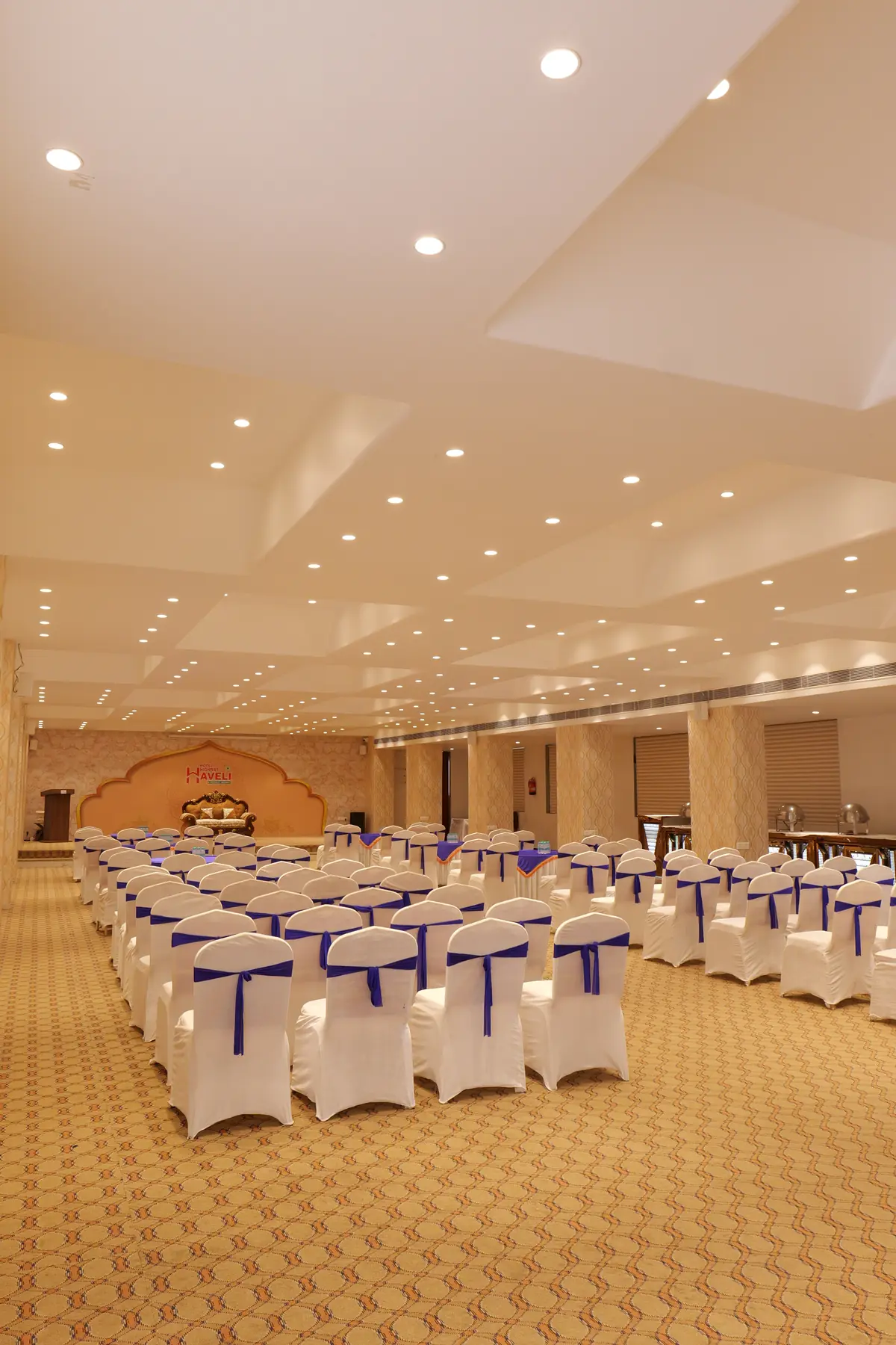 Wide view of the banquet hall