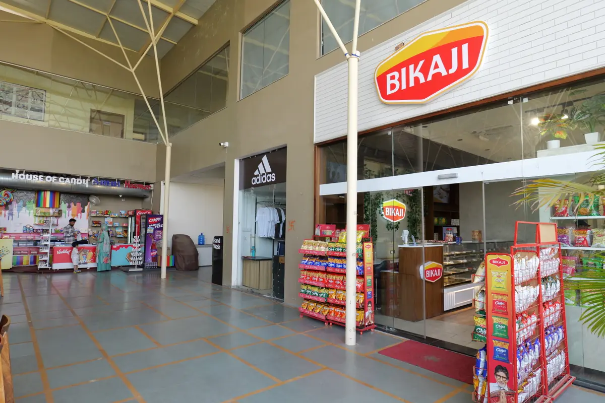 Bikaji snacks store and shops along the concourse