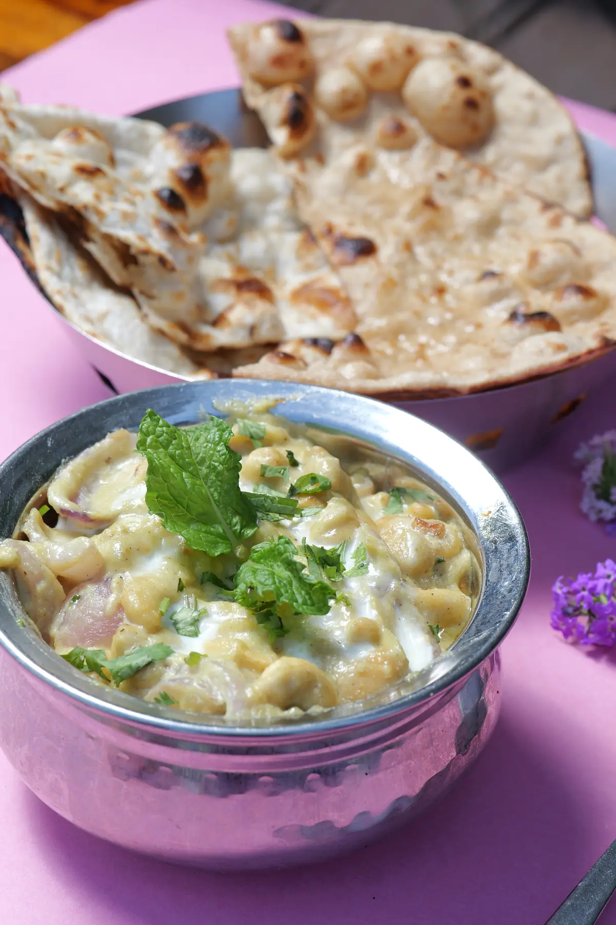 Creamy curry garnished with mint