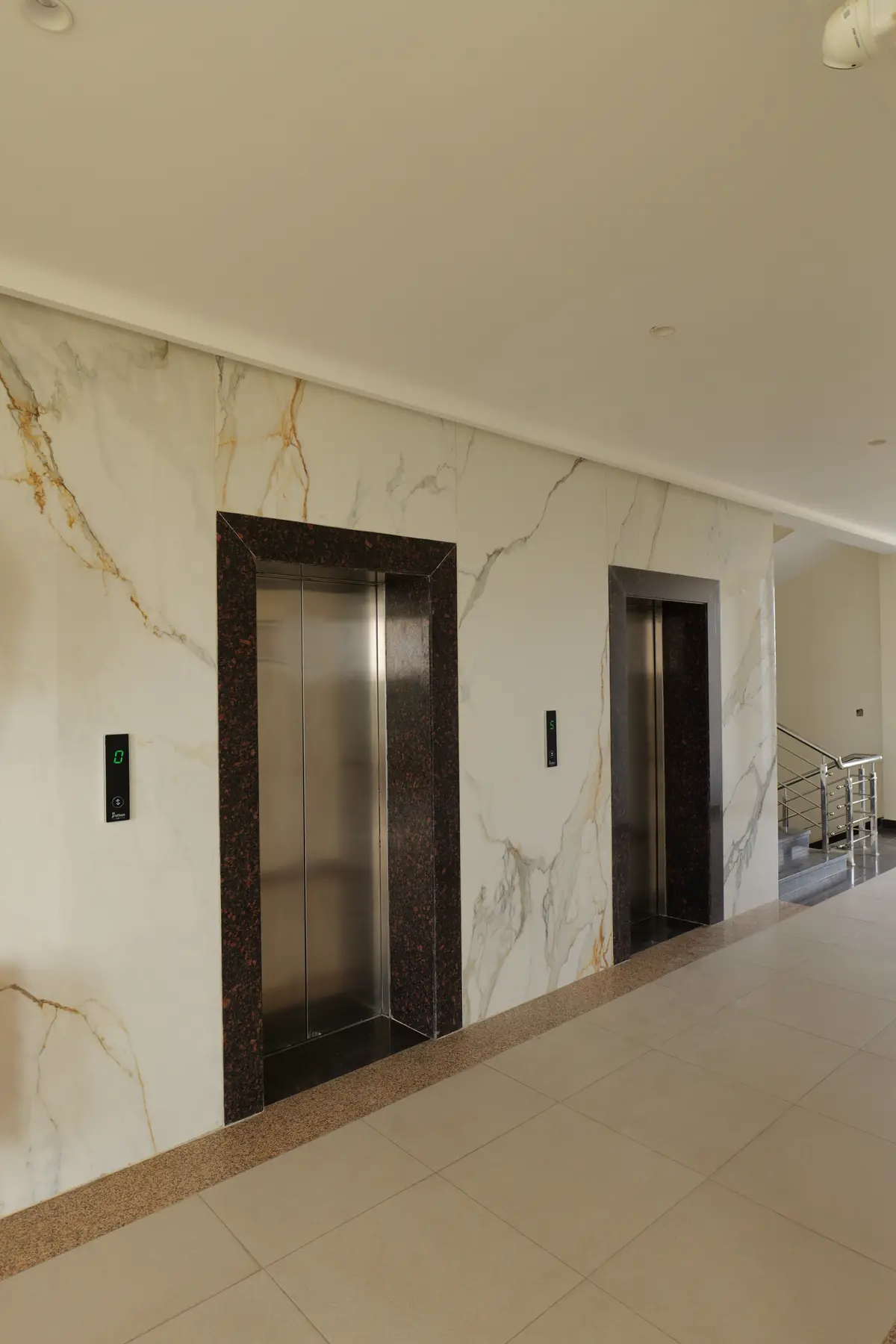 Lift lobby with marble walls