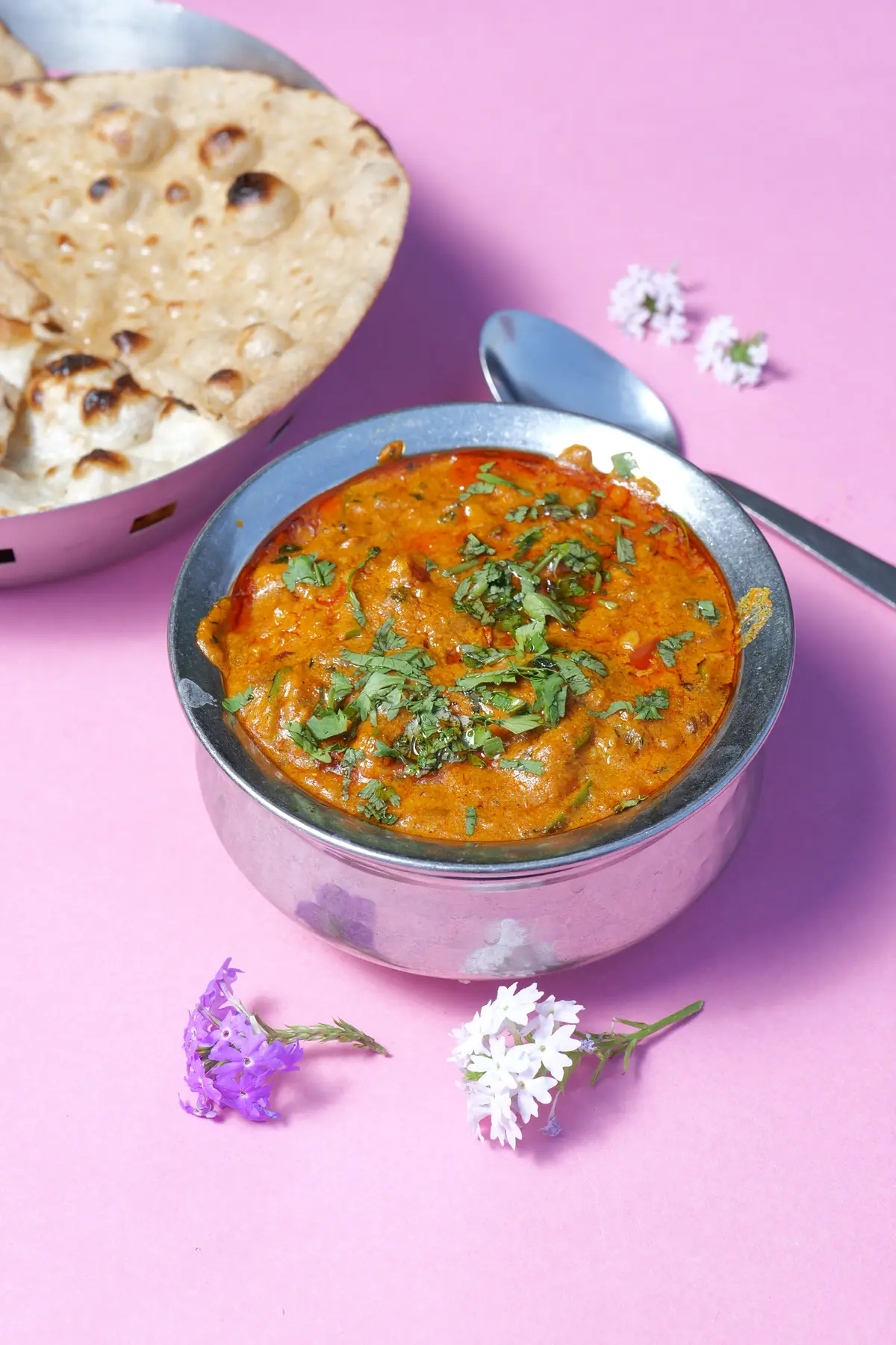Paneer curry garnished with coriander