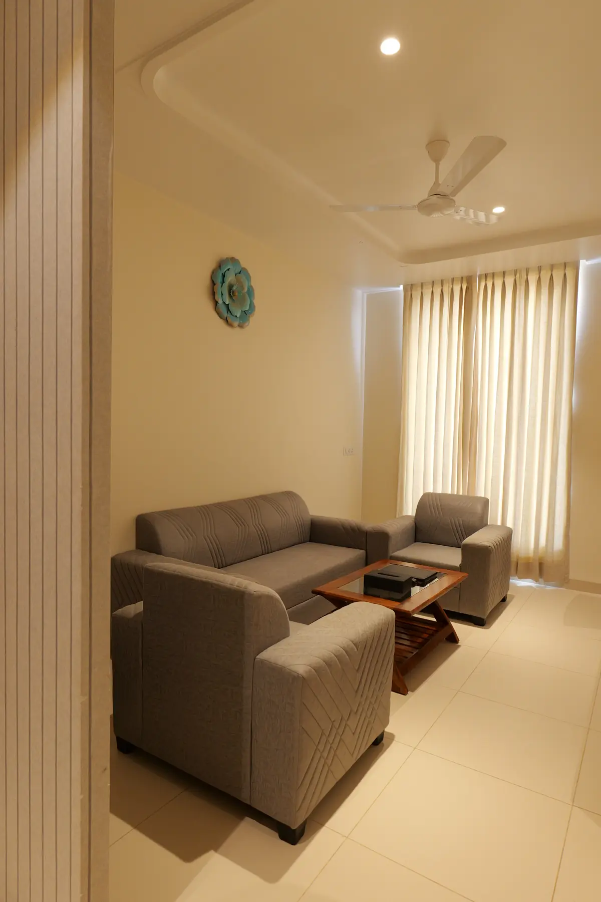 Suite living area with sofa set and coffee table